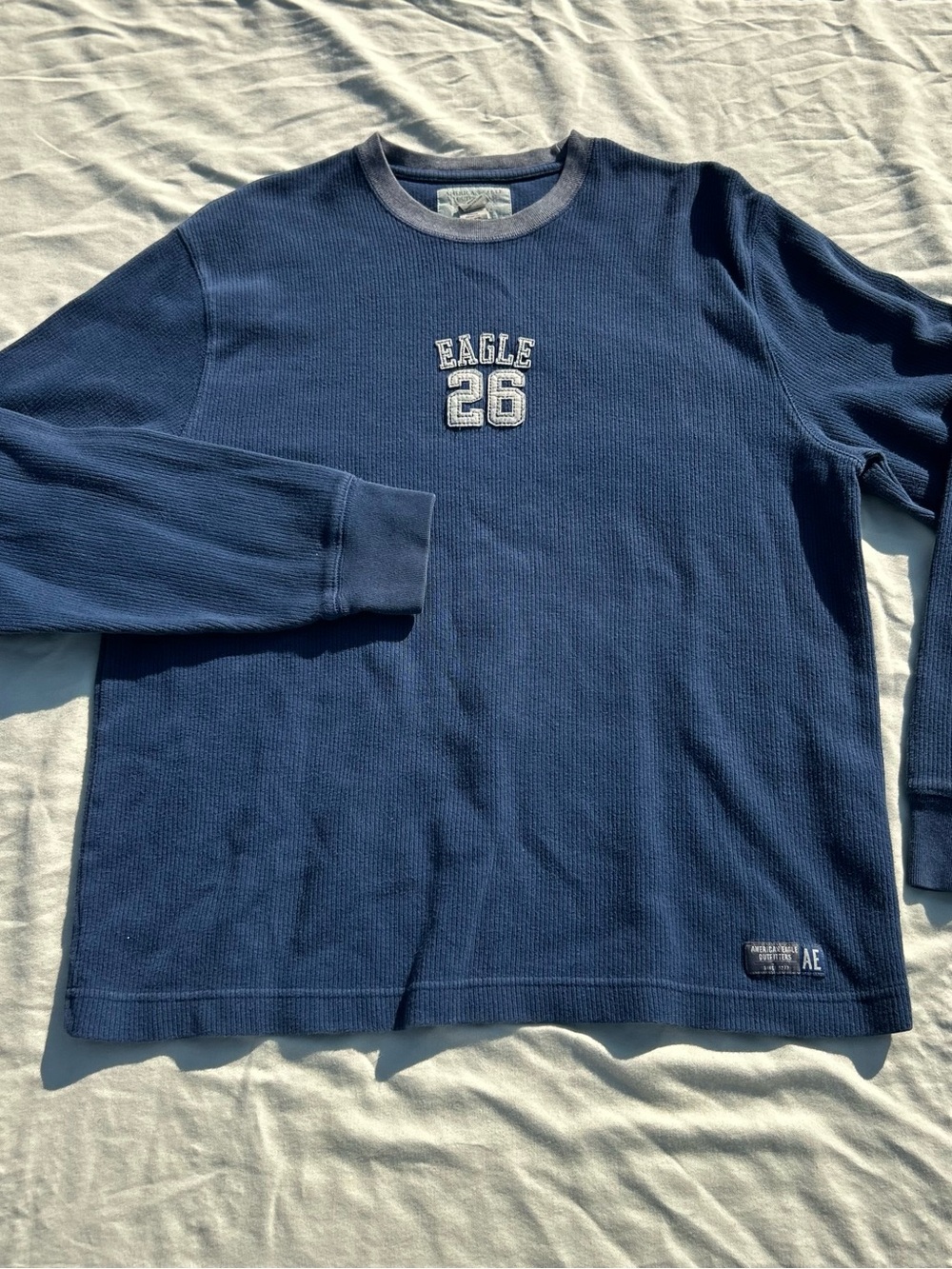 American Eagle Outfitters Navy 'Eagle 26' Men's Crewneck Thermal Sweater